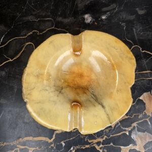 MCM Hand Carved Alabaster Stone Ashtray Live Edge Dish